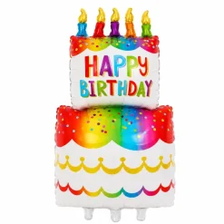 Folieballon verjaardag happy birthday meerkleurig - 61 x 106 cm