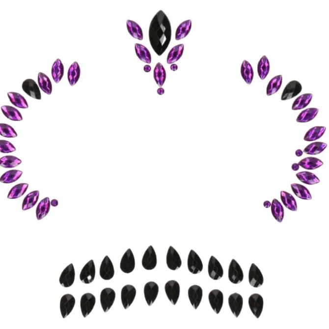 Gezichtsjuwelen Halloween zwart/paars