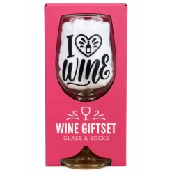 Giftset Wine Glass& Socks I Love Wine