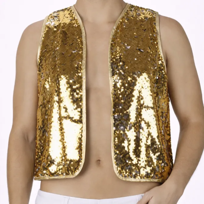 Gilet pailletten goud heren maat S