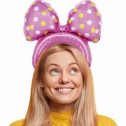 Haarband folieballon strik roze - 35 cm