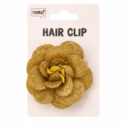 Haarclip bloem glitter goud