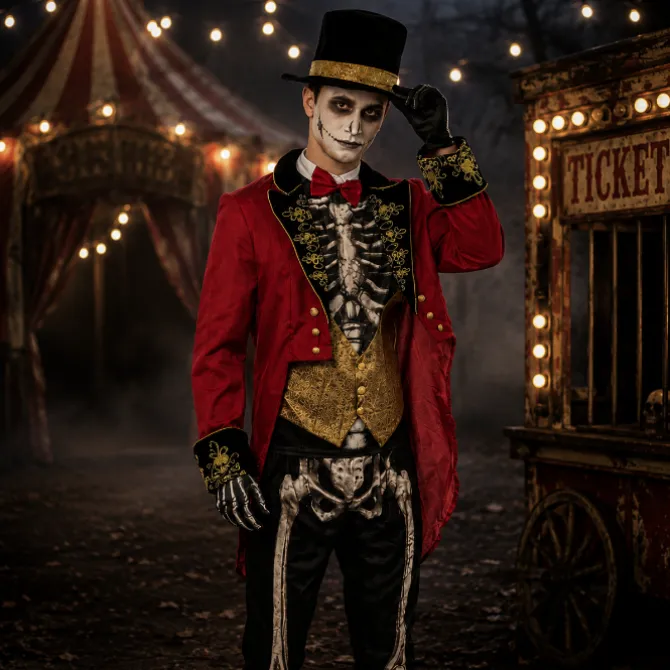 Halloween kostuum circus skelet Maat L