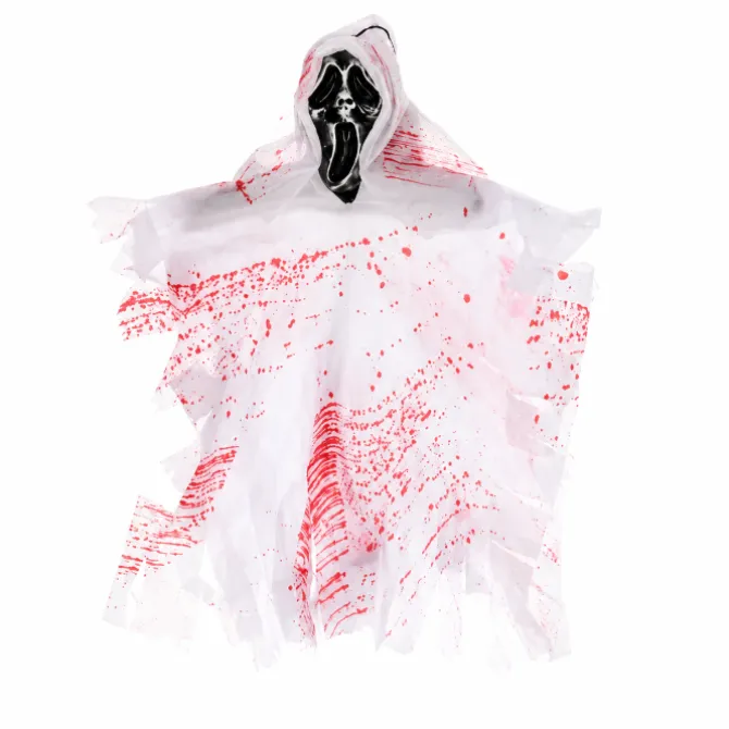 Hangdecoratie Halloween spook met masker wit/rood