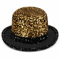 Hoed met pailletten goud/zwart