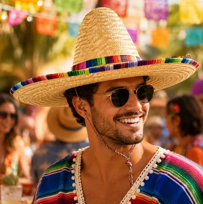 Hoed Mexicaanse sombrero meerkleurig