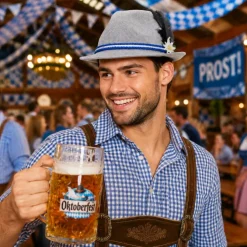 Hoed Oktoberfest grijs blauw