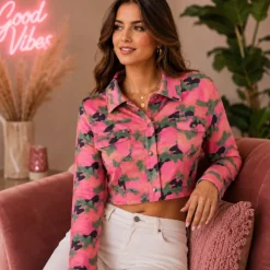 Jasje dames camouflage roze/groen maat M/L