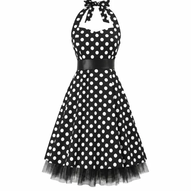 Jurk twenties stippen zwart/wit one size