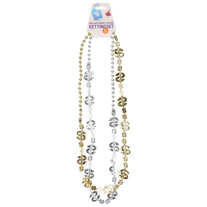 Ketting dollar goud en zilver 2st