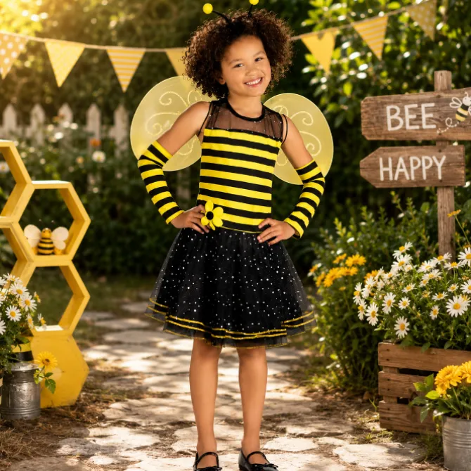 Kostuum Bee-bee zwart/geel meisje 4-6 jaar