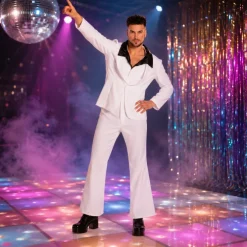 Kostuum Disco Fever wit/zwart heren maat 54/56