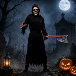Kostuum Grim Reaper zwart heren one size