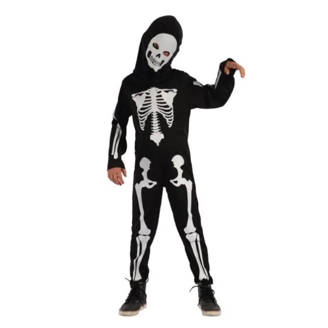 Kostuum Halloween skelet jongen zwart/wit 130-140cm