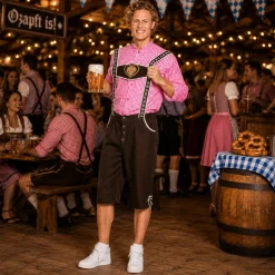 Kostuum Lederhosen maat 58/60 Schmidt bruin/roze heren