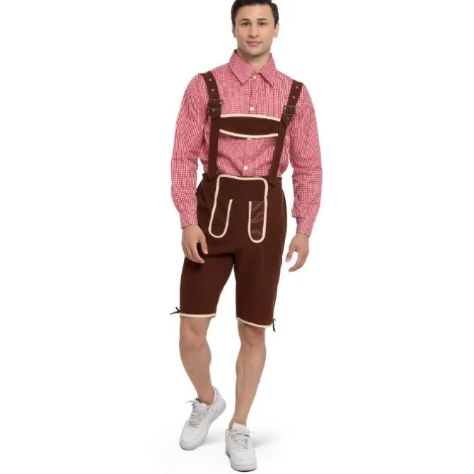 Kostuum Lederhosen rood/bruin heren maat XL