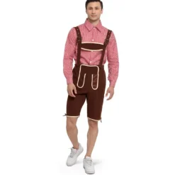 Kostuum Lederhosen rood/bruin heren maat S