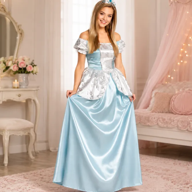 Kostuum prinses Maribel blauw/wit meisje maat 40/42
