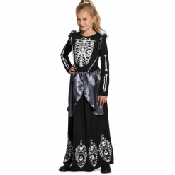 Kostuum Skeleton queen zwart/wit meisje 7-9 jaar
