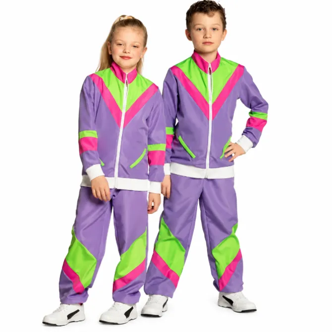 Kostuum trainingspak retro paars kinderen 4-6 jaar
