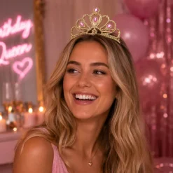 Kroon diamanten goud/roze