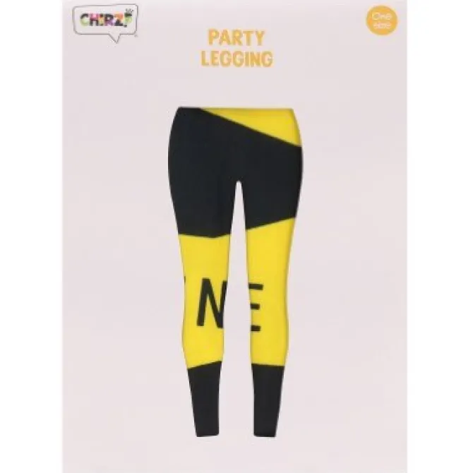 Legging afzetlint zwart/geel - one size
