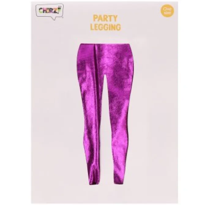 Legging metallic paars - one size