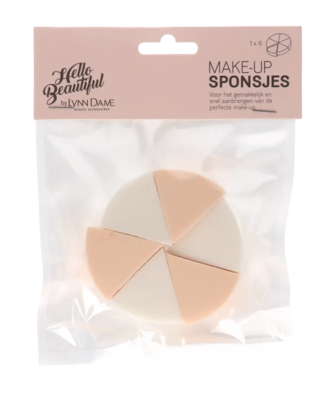 Make-up sponsjes roze/wit 6 stuks