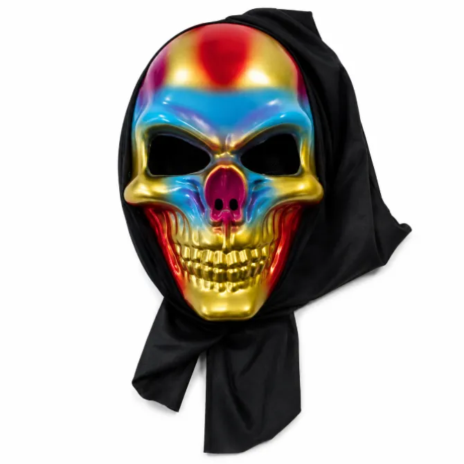 Masker goud/rood/blauw met kap