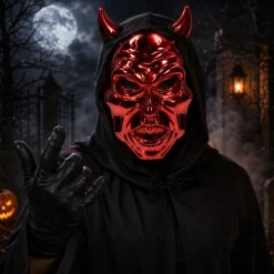 Masker Halloween duivel rood/zwart