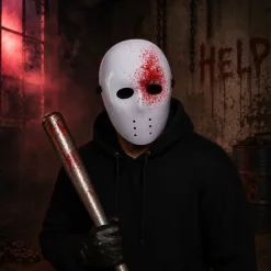 Masker Halloween hockey bloed wit/rood