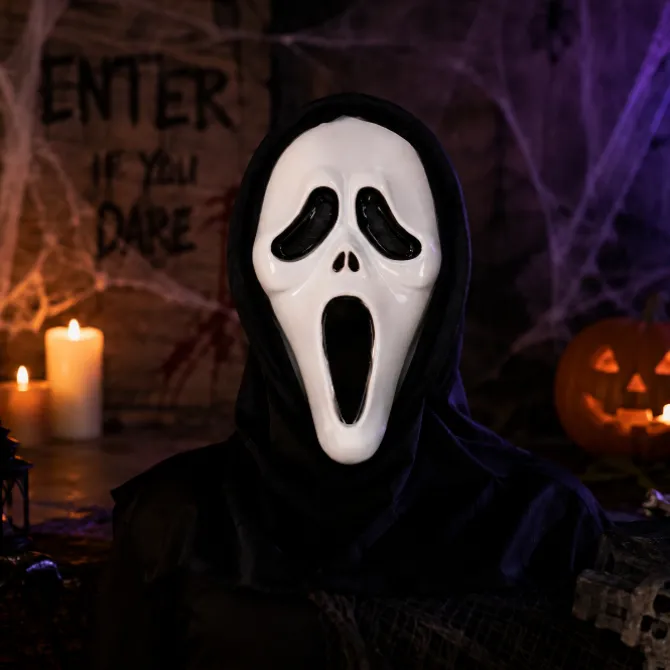 Masker scary ghost zwart/wit gezichtsbedekkend