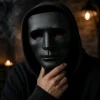 Masker vlak gezicht zwart gezichtsbedekkend