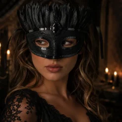 Masker zwart met tule