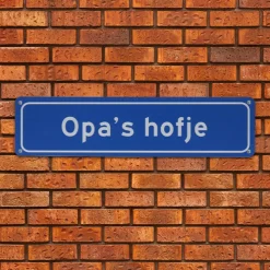 Metalen bord Opa's hofje