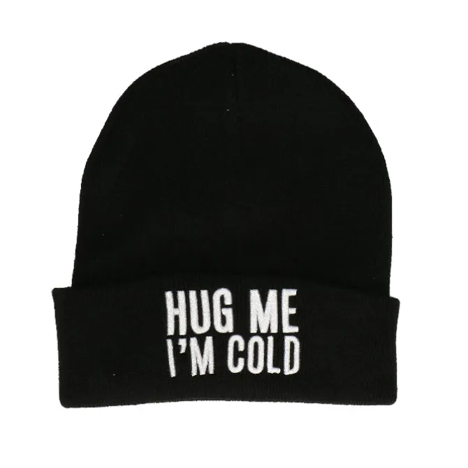 Muts Hug me I'm cold zwart/wit