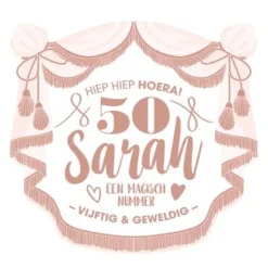 Muurdecoratie Sarah roségoud/wit 50 jaar XL