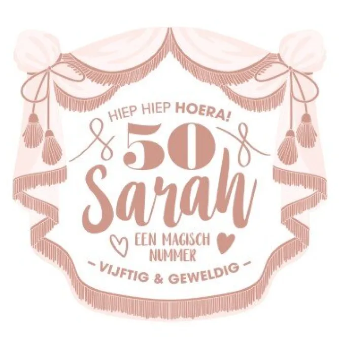 Muurdecoratie Sarah roségoud/wit 50 jaar XL