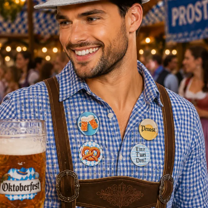 Oktoberfest buttons 6 stuks
