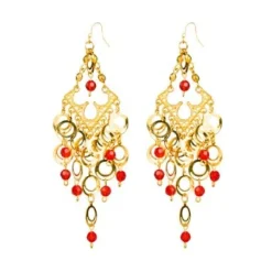 Oorbellen buikdans goud/rood
