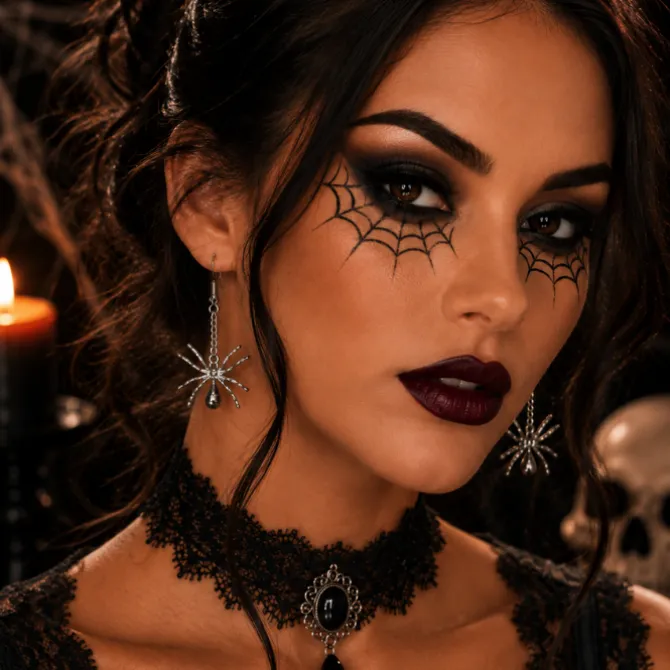 Oorbellen Halloween spin zwart