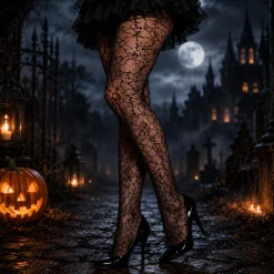 Panty Halloween spinnenweb zwart one size