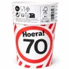 Papieren bekers 70 jaar verkeersbord 250ml 8St