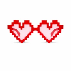 Partybril pixel hart rood