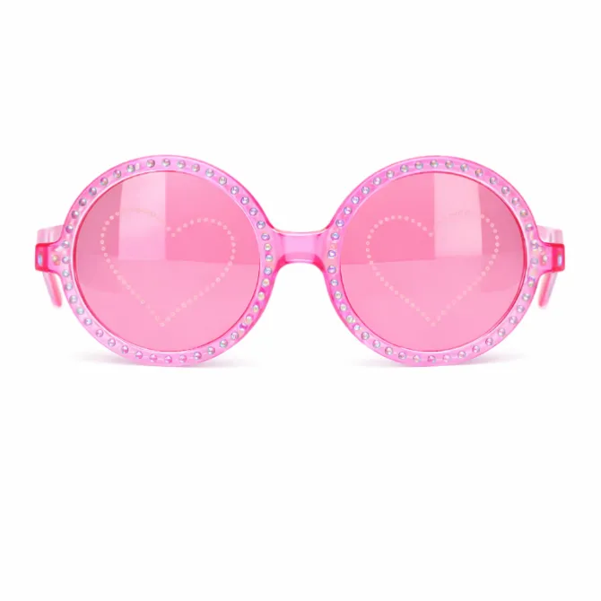 Partybril roze diamanten hartjes