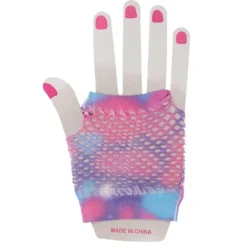 Party handschoenen visnet paars/blauw/roze