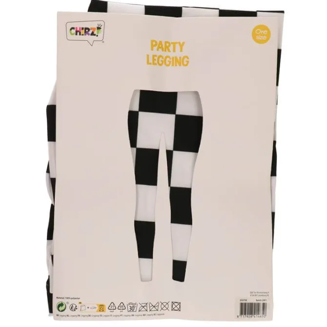 Party Legging zwart wit geblokt - one size