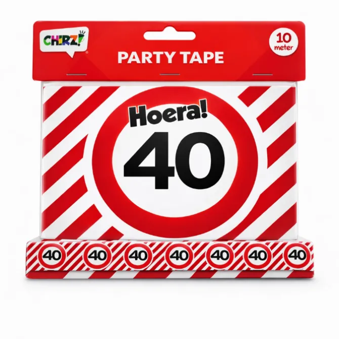 Party tape "Hoera 40 jaar'' 10 meter