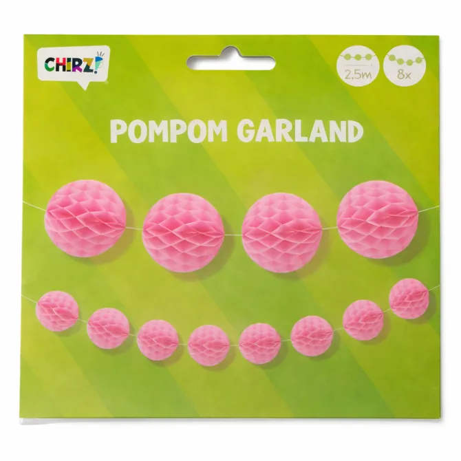 Pompom Slinger Roze 2,5 meter