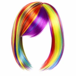 Pruik bob pony meerkleurig